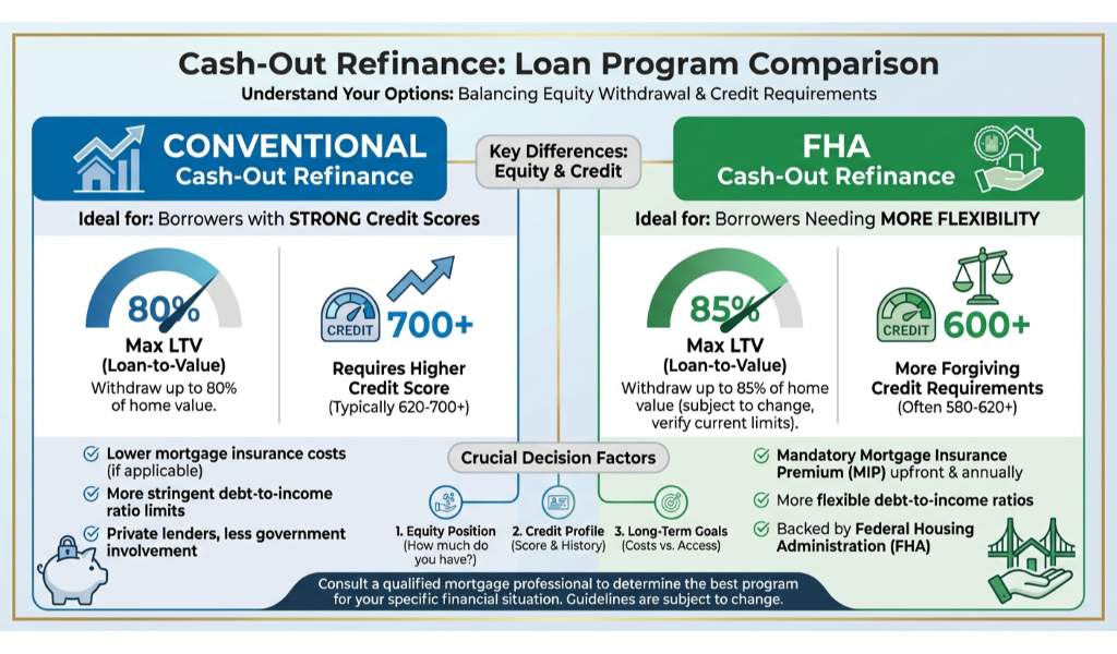Exploring Conventional, FHA, and VA Cash-Out Options